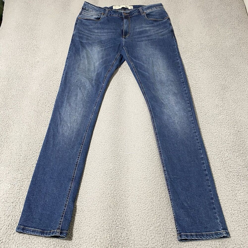 Barbell Apparel Jeans Mens 34x36 Blue Slim Straight Athletic Fit Denim Stretch